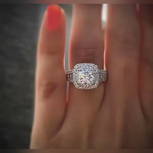 Women's rings 925 sterling silver Topaz & Zirconia stone size 6 to 9 - Picture 2 of 7